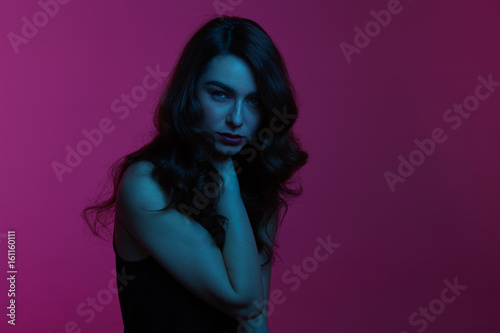 Model in blue light
