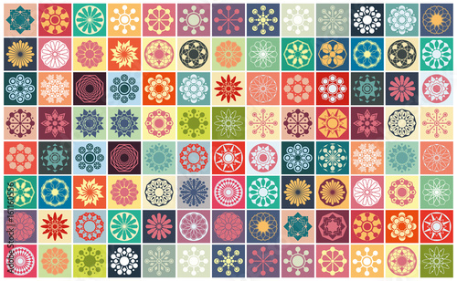 Set with seamless ornamental tile background