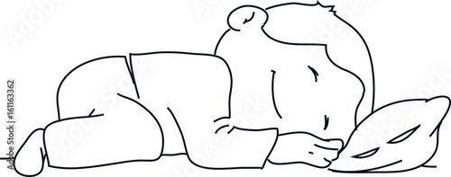 Boy sleeping sweetly – line art