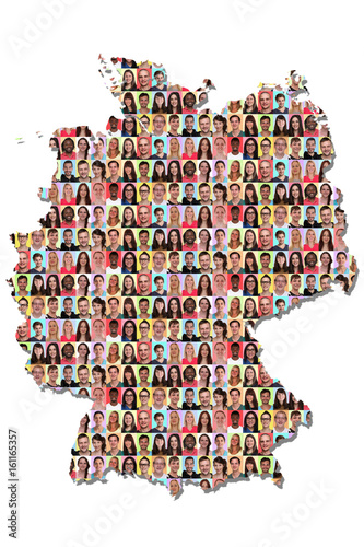 Deutschland Karte Menschen Leute Gruppe Integration bunt multikulturell Vielfalt