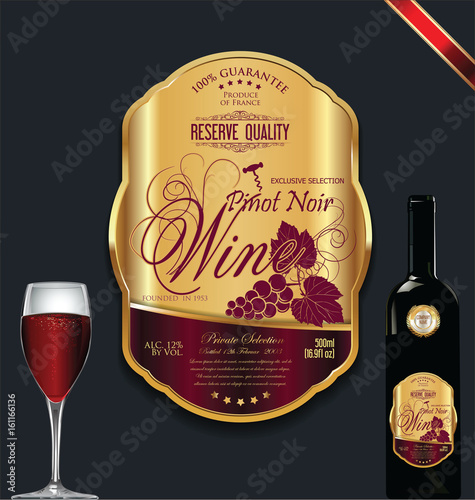 Luxury golden wine label vector illustration