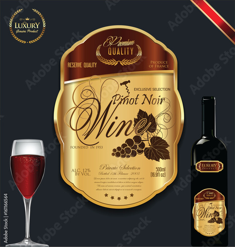 Luxury golden wine label vector illustration