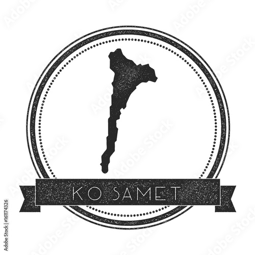 Ko Samet map stamp. Retro distressed insignia. Hipster round badge with text banner. Island vector illustration.