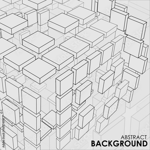 Vector abstract cubes background in 3d space for your creative design