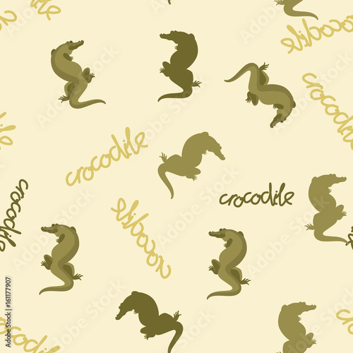 crocodile stylized vector seamless pattern on background