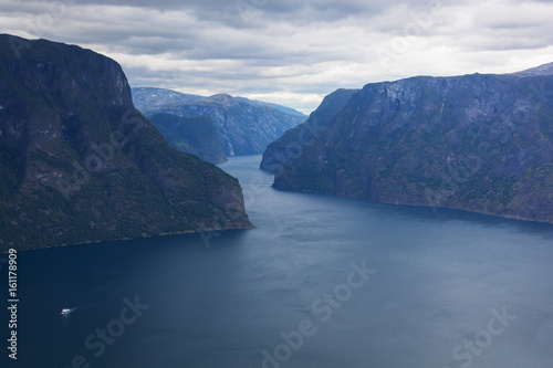 Beautiful dramatic view on Naeroyfjord - famous UNESCO World Heritage site in Norway