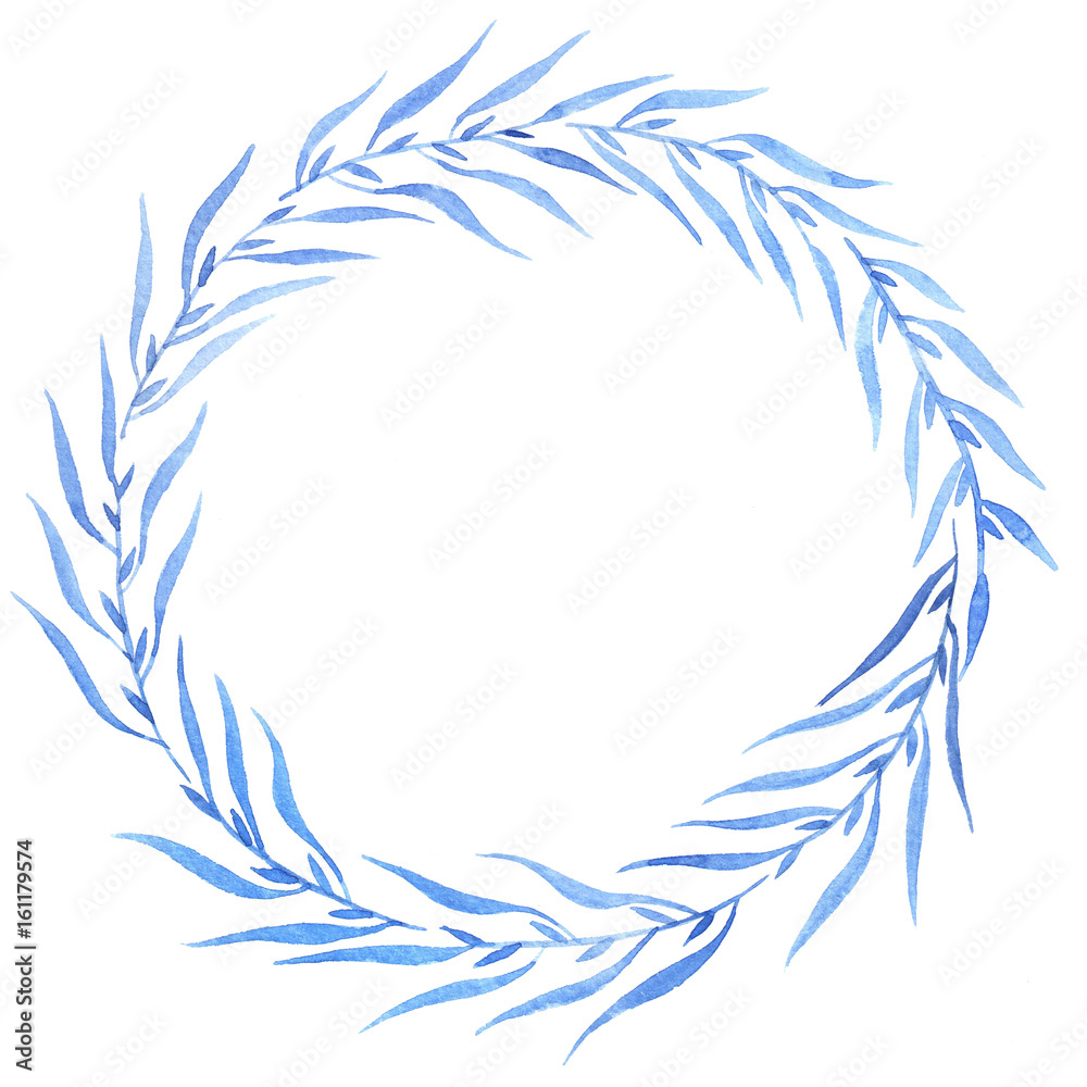 watercolor wreath blue