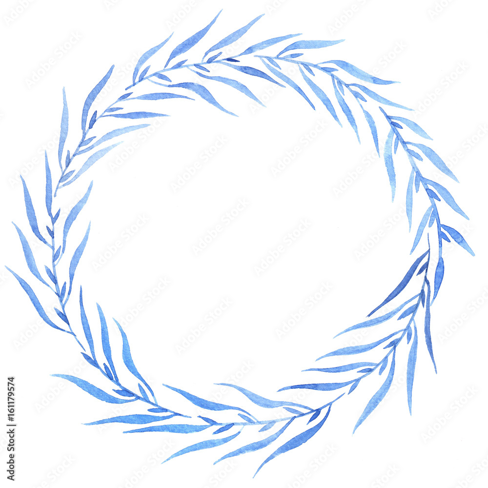 watercolor wreath blue watercolor wreath blue