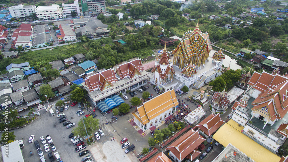 High angle view of temple in Thailand