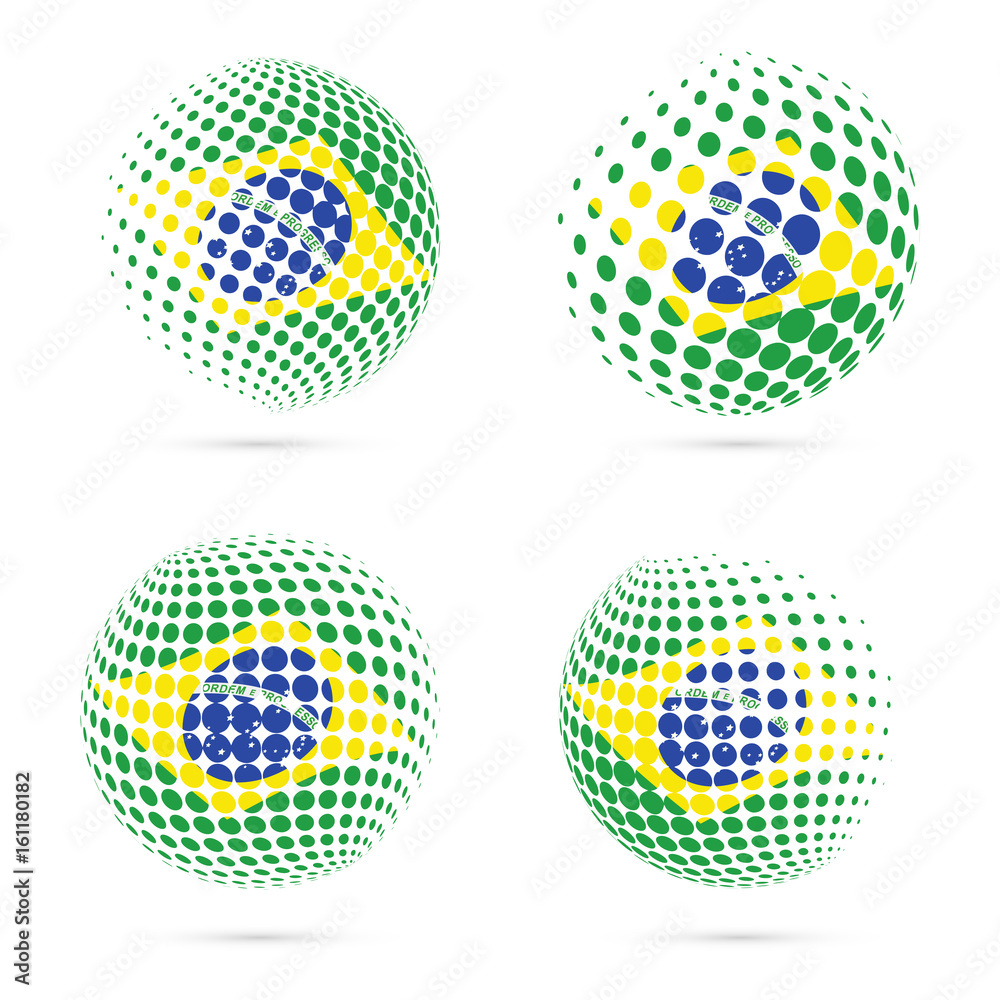 Fotografie Brazil halftone flag set patriotic vector design