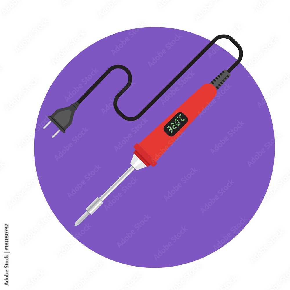 Soldering iron. Vector illustration in flat style. Soldering iron. Vector illustration in flat style.
