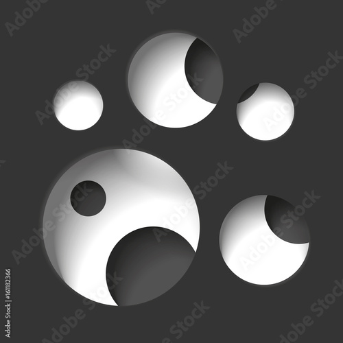 Round holes in the black surface, multilevel abstraction, vector minimal background 