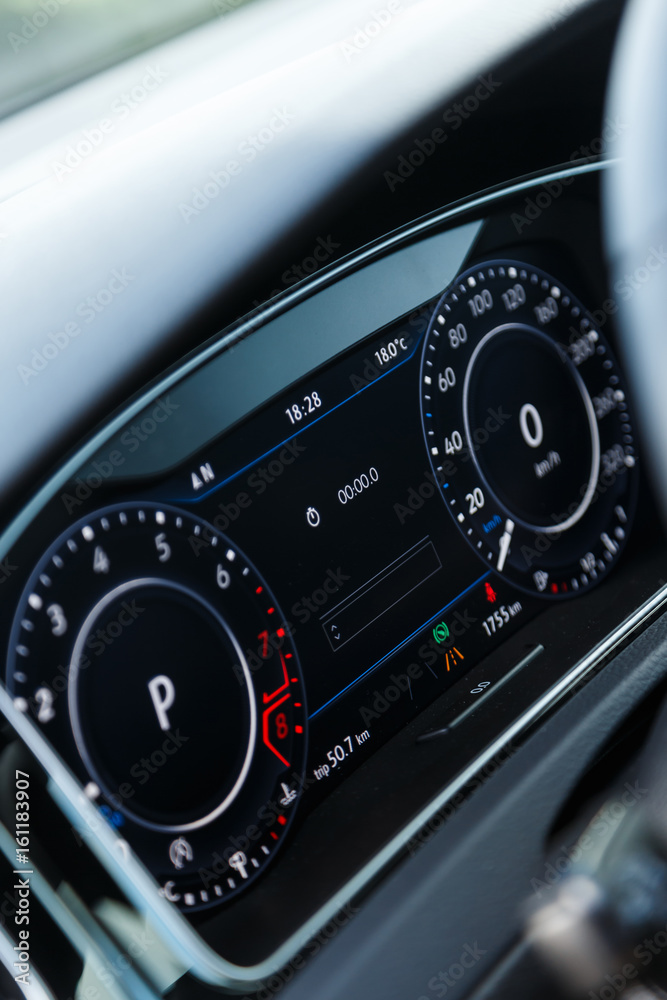 Digital display in car intelligent speed control technology indicator in dashboard