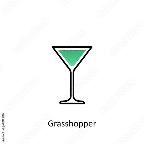 Grasshopper cocktail icon in flat style