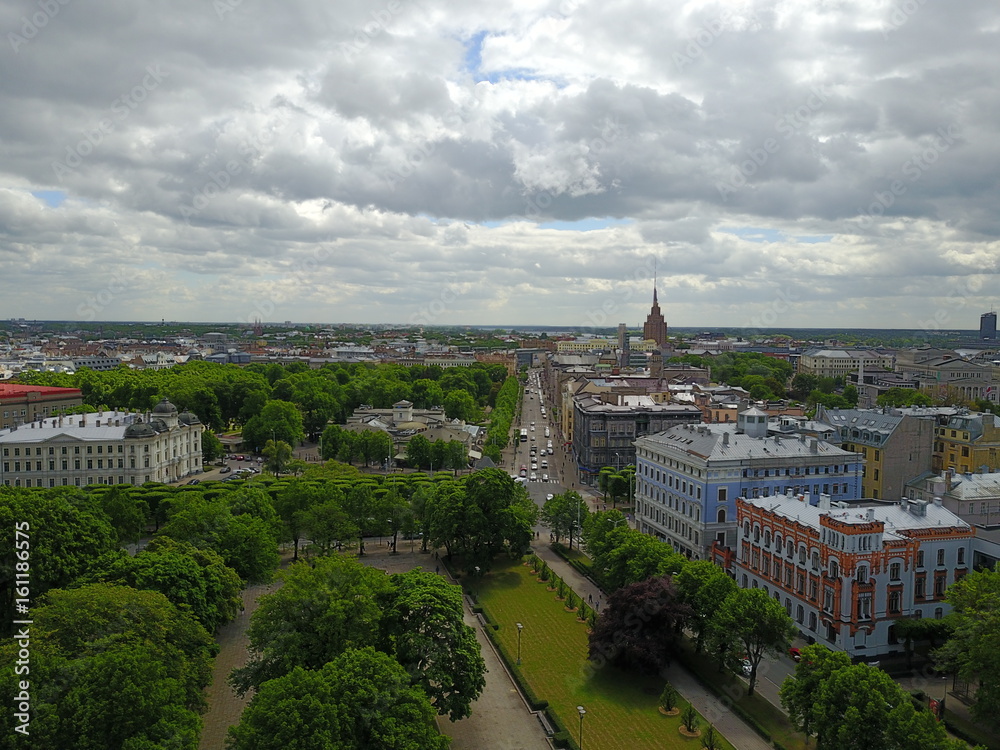 Riga Old Town Aerial drone top view