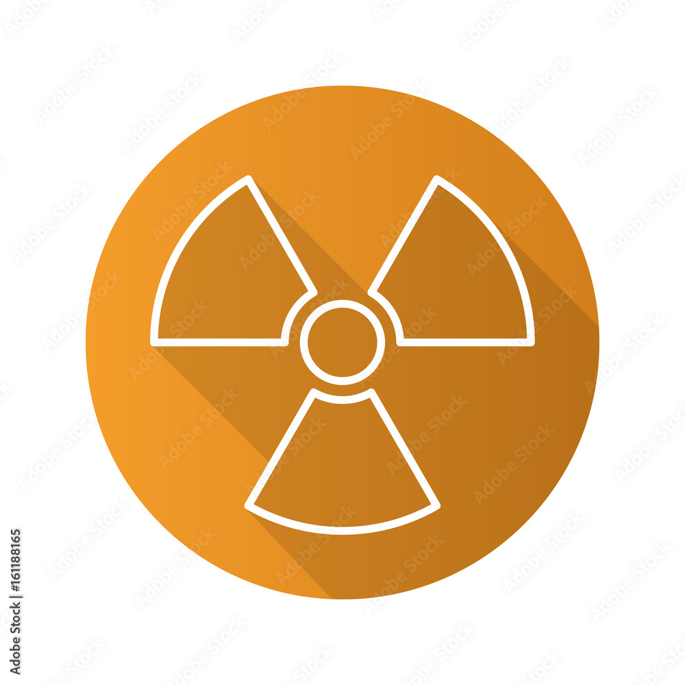 Fototapeta premium Radiation sign flat linear long shadow icon