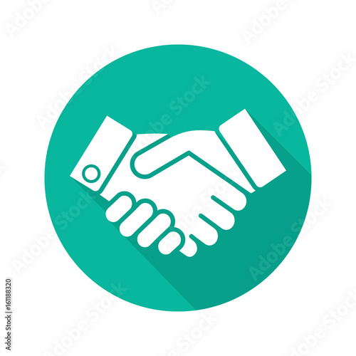 Handshake flat design long shadow icon