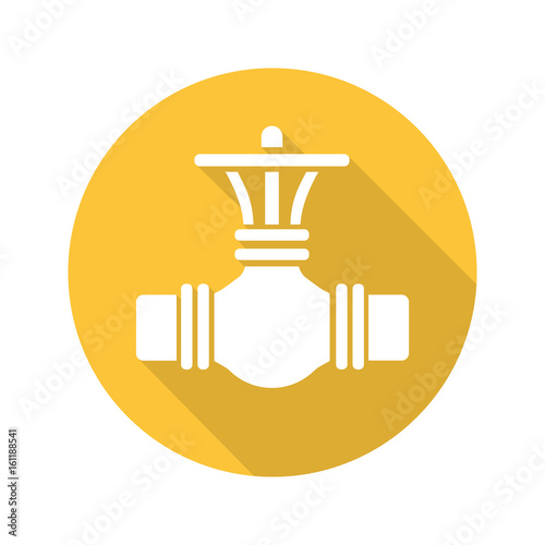 Gas pipe valve flat design long shadow icon