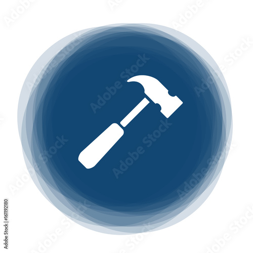Abstract round button - hammer - repair
