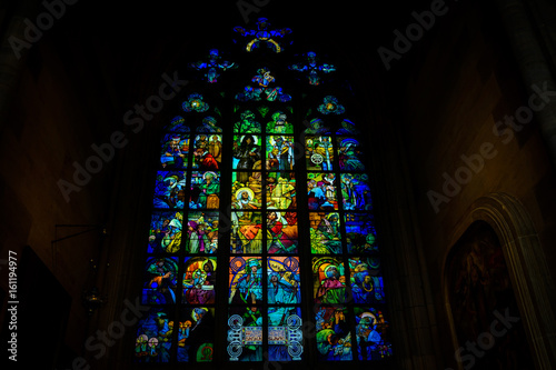 Canvas Print Beautiful stained glass window inside the St