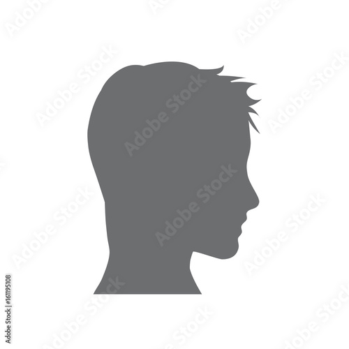 Vector portrait of a young man, side view - dark silhouette