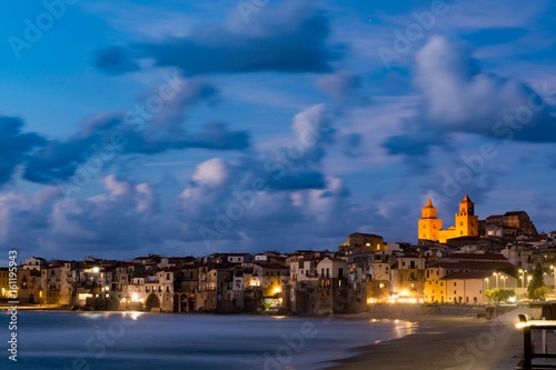 Long exposure  Sicily  small town of Cefalu  Sicily  south Italy  sea view  sunset