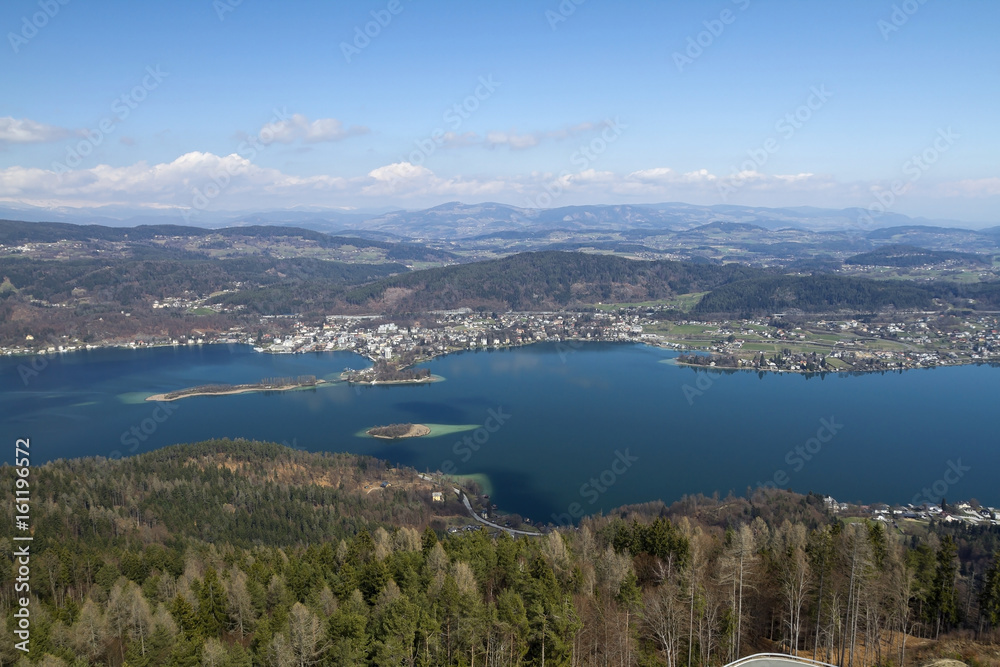 Woerthersee lake and a nice little town Poertschach