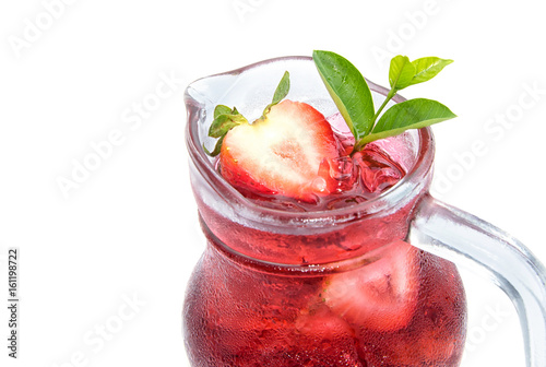 Wallpaper Mural Strawberry mojito drink with strawberry slices on white background Torontodigital.ca