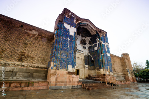 Arched courtyard corridor of the Blue Mosque  a famous historic mosque in Tabriz, Iran.The Blue mosque of Tabriz was built  in 1465 upon the order of Jahan Shah the ruler of Kara Koyunlu dynasty.