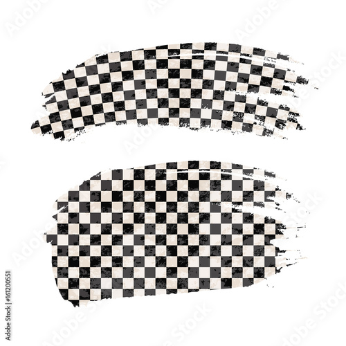 Grunge brush stroke with finish flag on white