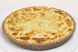 Wholemeal quiche cheese pie in white background
