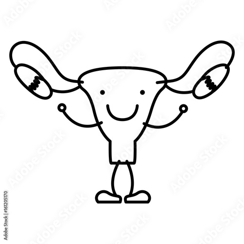 hand drawing contour caricature female reproductive system vector illustration