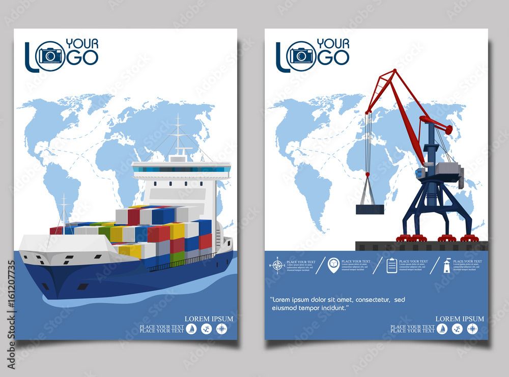 Commercial sea shipping banner set