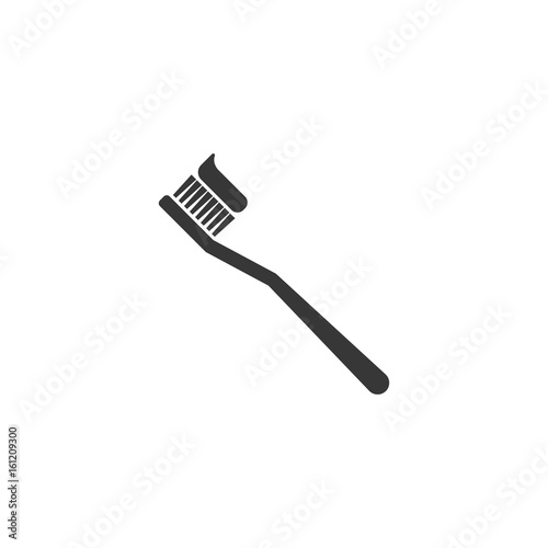 Toothbrush with toothpaste silhouette icon