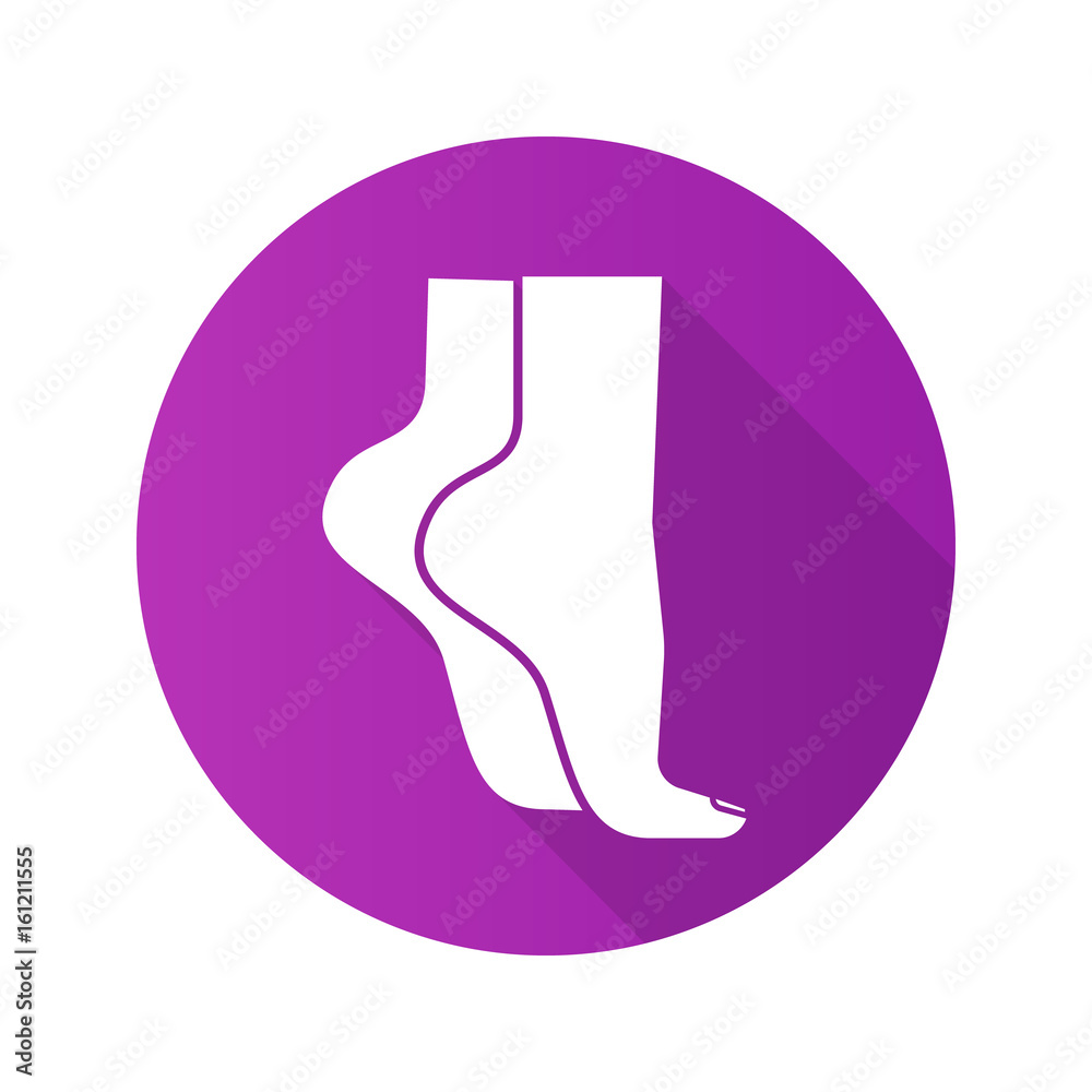 Woman's feet standing on tiptoe. Flat design long shadow icon Woman's feet standing on tiptoe. Flat design long shadow icon