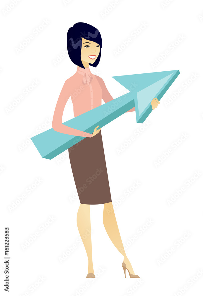 Business woman with growth graph. Business woman with growth graph.