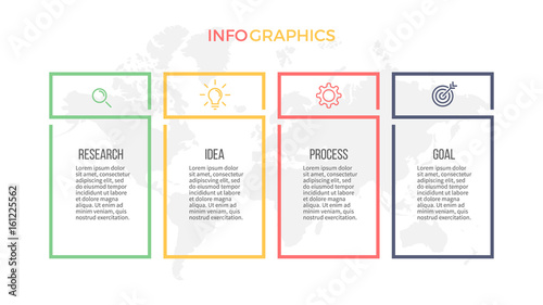 Business infographics. Presentation with 4 columns, options. Vector template.