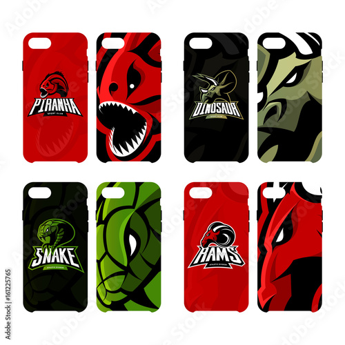 Furious piranha, ram, snake and dinosaur sport vector logo concept smart phone case. Modern professional mascot team badge.
Premium quality wild animal artwork cell phone cover illustration design.