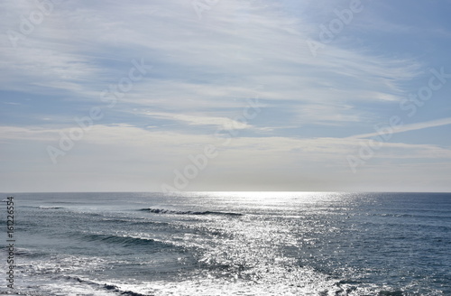 Blue sea, ocean and sky abstract background, horizon over view, summer relaxing time.