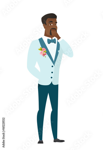 African groom thinking vector illustration.