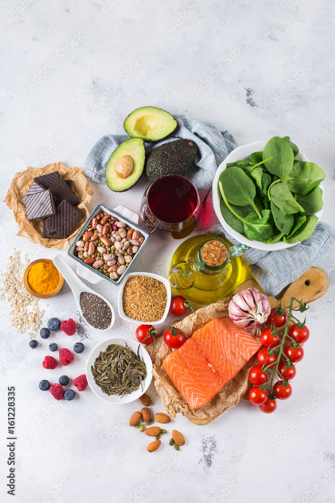 Assortment of healthy food low cholesterol Assortment of healthy food low cholesterol