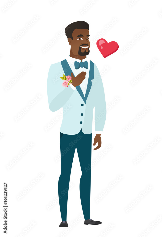 African-american groom holding hand on his chest. African-american groom holding hand on his chest.