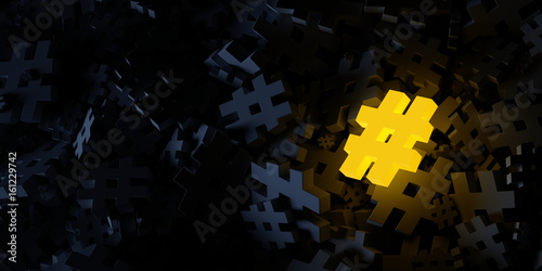 Different hashtag, leadership concept, 3d rendering background