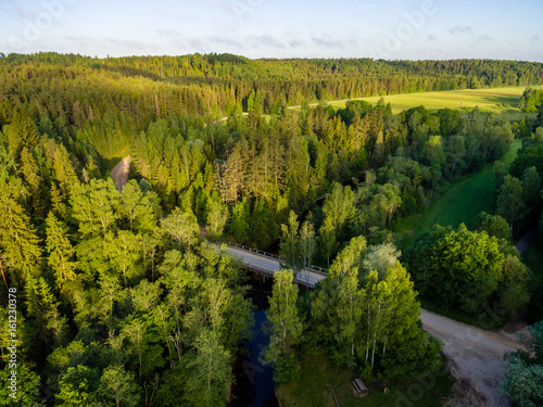 drone image. aerial view of rural area with forests