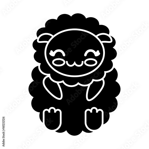 kawaii sheep animal icon over white background vector illustration