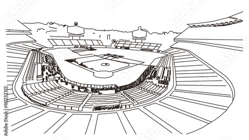 Sketch of Baseball stadium in vector illustration.