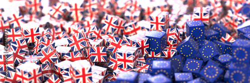 Obraz na płótnie Europe and United Kingdom political and economic relationship, 3d rendering back