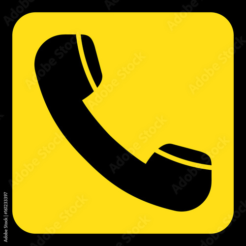 yellow, black sign - old telephone handset icon