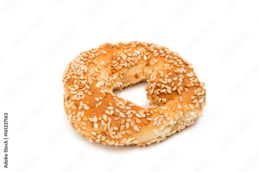 Biscuits round rings with sesame seeds isolated