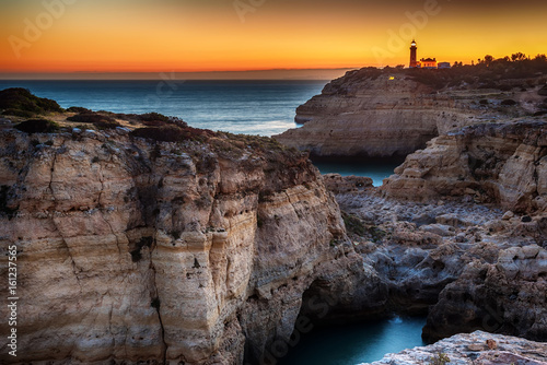 Portugal: beautiful rocks in the coast of Algarve at sunset
 photo